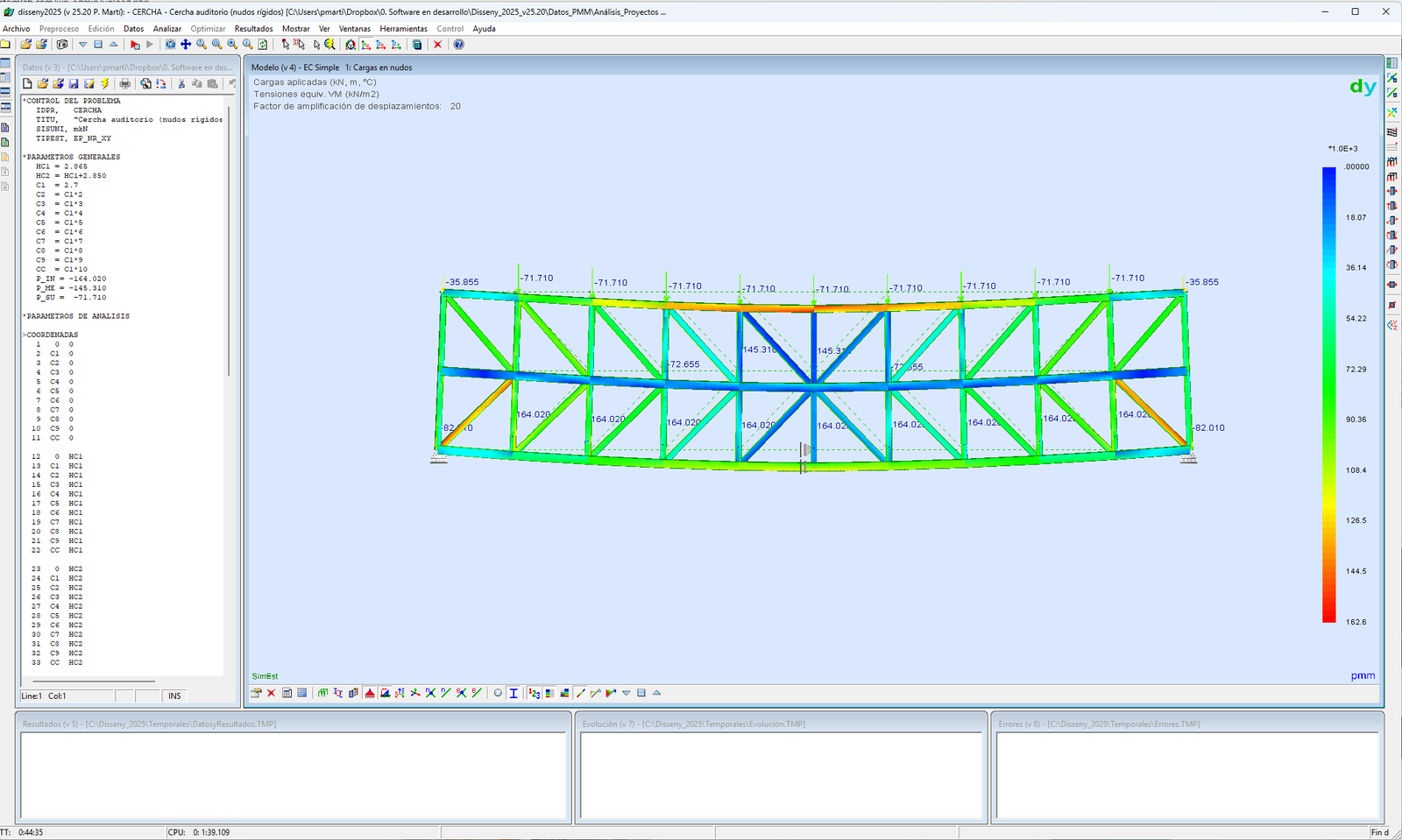 Análisis de viga en K con disseny
